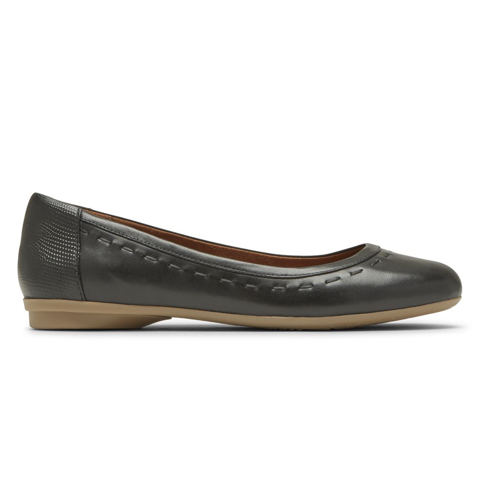 Rockport Cobb Hill Maiika Flat - Womens Ballet - Black - NZ (ZJS-876413)